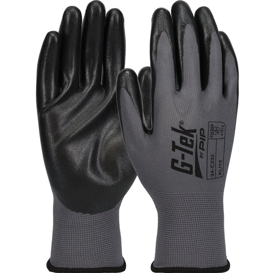 PIP 34-C232 G-Tek GP Seamless Knit Nylon with Nitrile Coated Foam Grip Economy Grade Safety Glove (One Dozen)