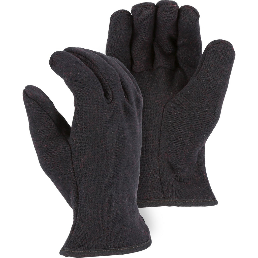 Majestic 3421 Brown Jersey Glove in Red Fleece Lined Jersey (One Dozen)