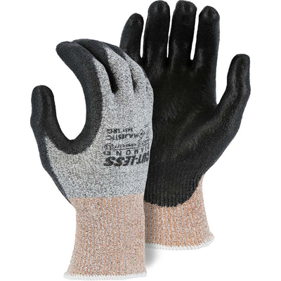 Majestic 3437 Cut-Less Dyneema Glove with Polyurethane Palm, 13g, ANSI A3 — Coating Safety Glove (One Dozen)