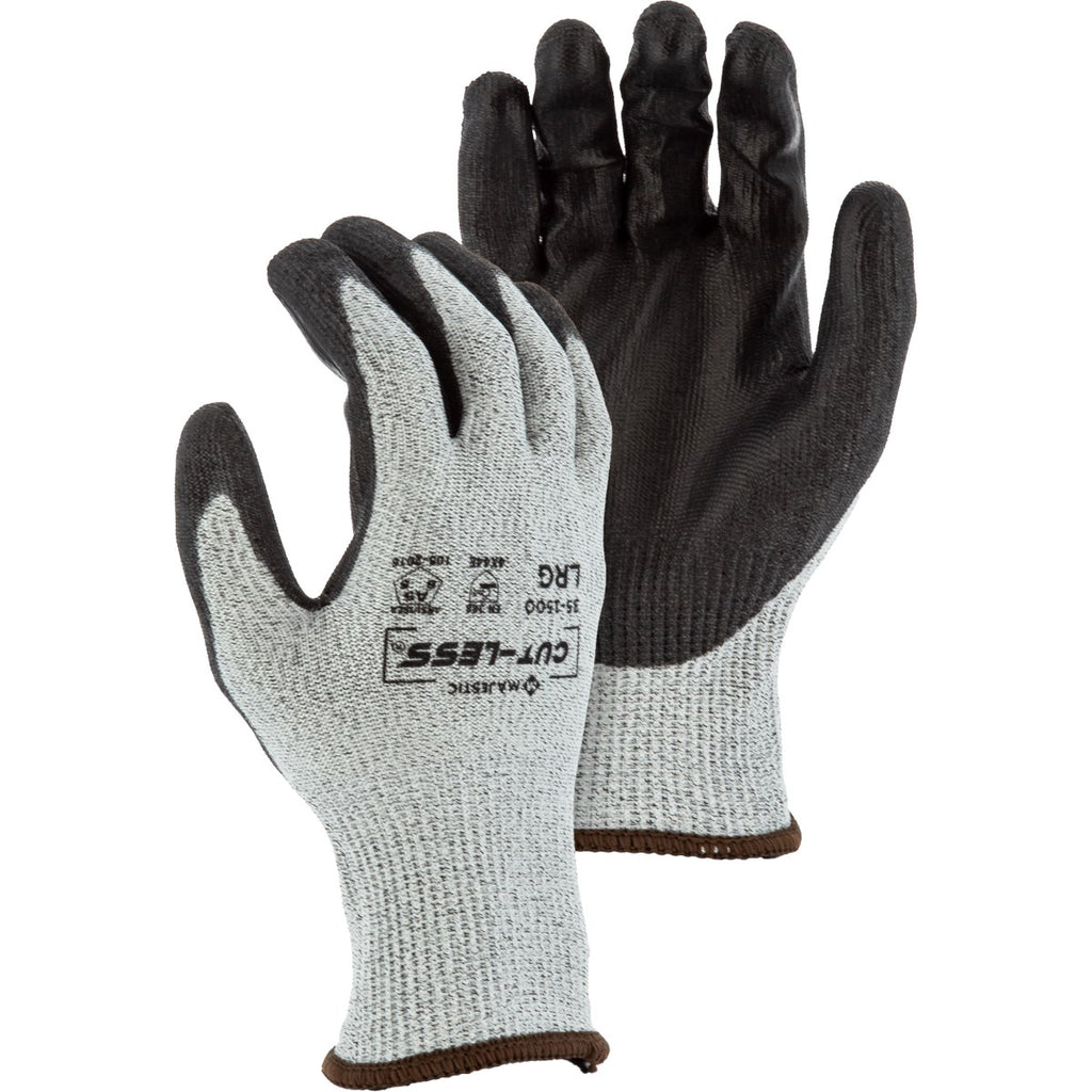 Majestic 35-1500 Cut-Less Korplex Glove with Polyurethane Palm, 13g, ANSI A5 (One Dozen)