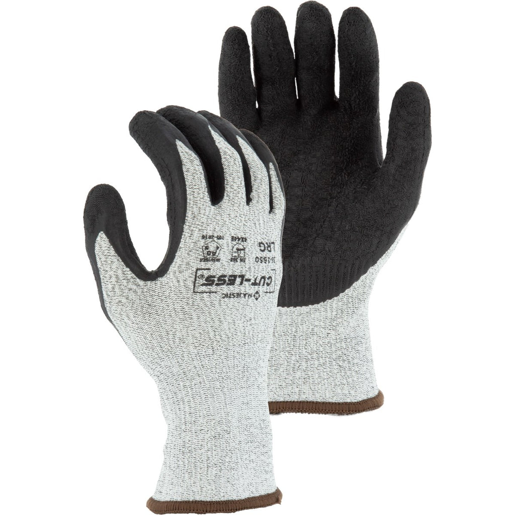 Majestic 35-1550 Cut-Less Korplex Glove with Crinkle Latex Palm, 13g, ANSI A5 (One Dozen)