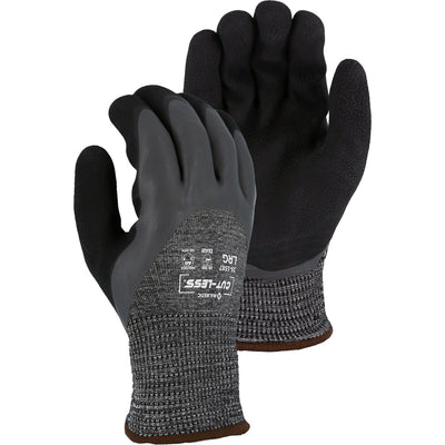 Majestic 35-1587 Cut-Less Korplex Cut Resistant, Water Repellent, Winter Lined Glove w/Crinkle Latex Palm Coating, A6 (One Dozen)