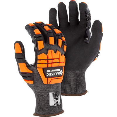 Majestic 35-5465 Knucklehead X10 Korplex Glove with Foam Nitrile Palm, 18g, ANSI A4 (One Dozen)
