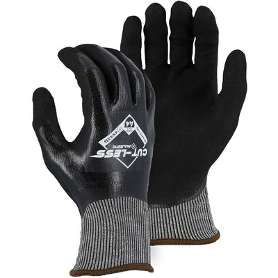 Majestic 35-6475 Cut-Less Korplex Glove with Full Dip Flat Nitrile and Sandy Foam Nitrile Palm, 18g, ANSI A4 (One Dozen)