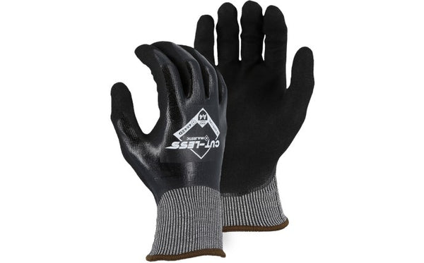 Majestic 35-6475 Cut-Less Korplex with Full Dip Flat Nitrile and Sandy Foam Nitrile Palm, 18g, ANSI A4 Glove (One Dozen)