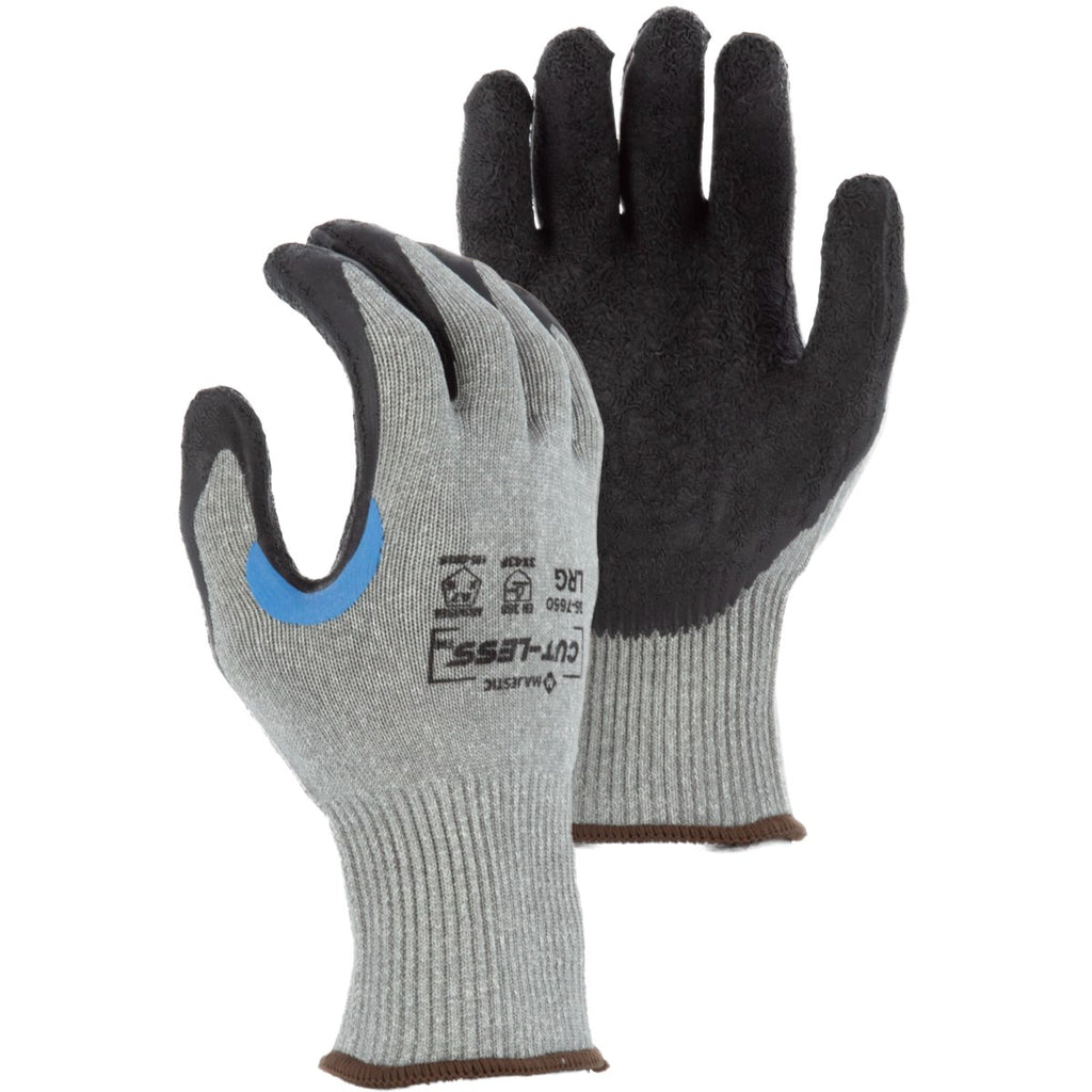 Majestic 35-7650 Cut-Less Korplex Glove with Crinkle Latex Palm, 13g, ANSI A7 (One Dozen)