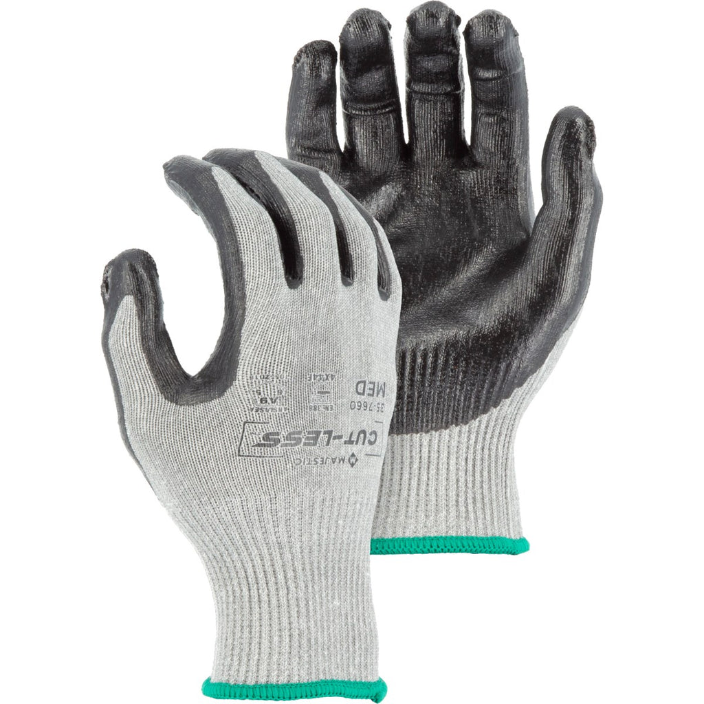 Majestic 35-7660 Cut-Less Korplex Glove with Flat Nitrile Palm, 13g, ANSI A9 (One Dozen)
