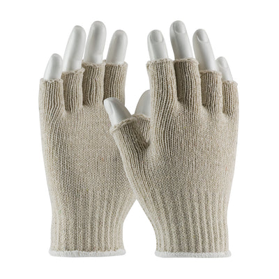 PIP 35-C119 Medium Weight Seamless Knit Cotton/Polyester Glove - Natural with Half-Finger (One Dozen