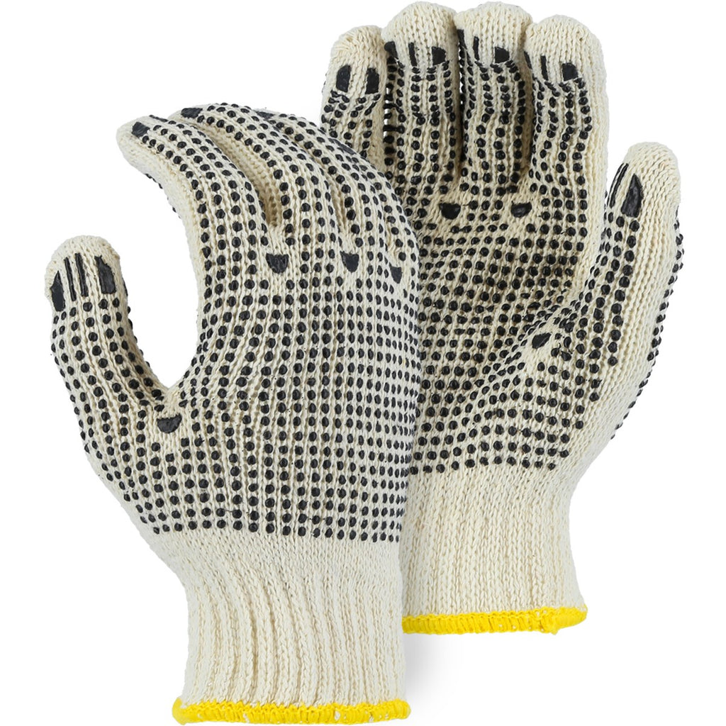 Majestic 3825 Medium Weight Cotton/Poly String Knit Glove with PVC Dots on Both Sides (One Dozen)