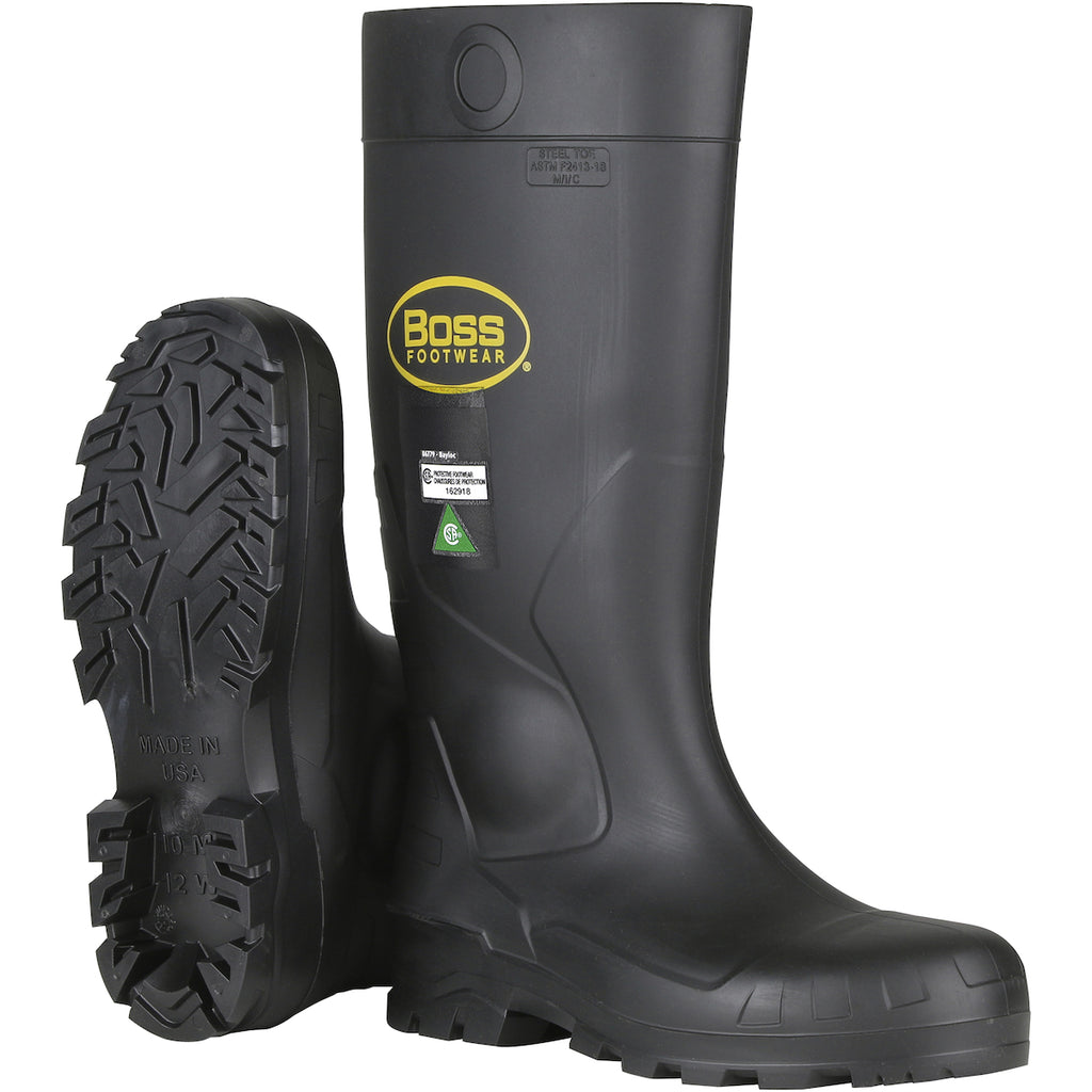 PIP 383-820 Boss Footwear Flexible Steel Puncture Resistant Black PVC Full Safety Steel Toe and Midsole Boot (1 Pair)