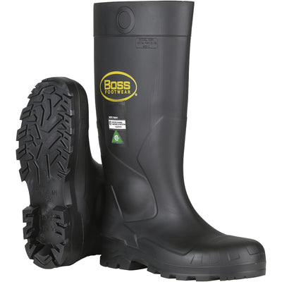 PIP 383-820 Boss Footwear Flexible Steel Puncture Resistant Black PVC Full Safety Steel Toe and Midsole Boot (1 Pair)
