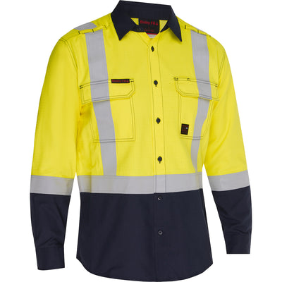 Bisley 385MFRHS Dual-Certified AR/FR Men's Ripstop Long Sleeve Button Down - Industrial Wash Durable