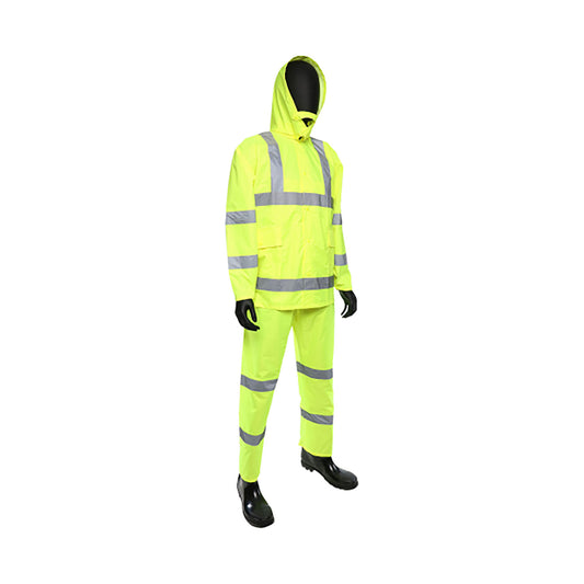 West Chester 4033 3pc Hi-Vis Rainsuit Lime Green ANSI Class 3 (Pack of 1)