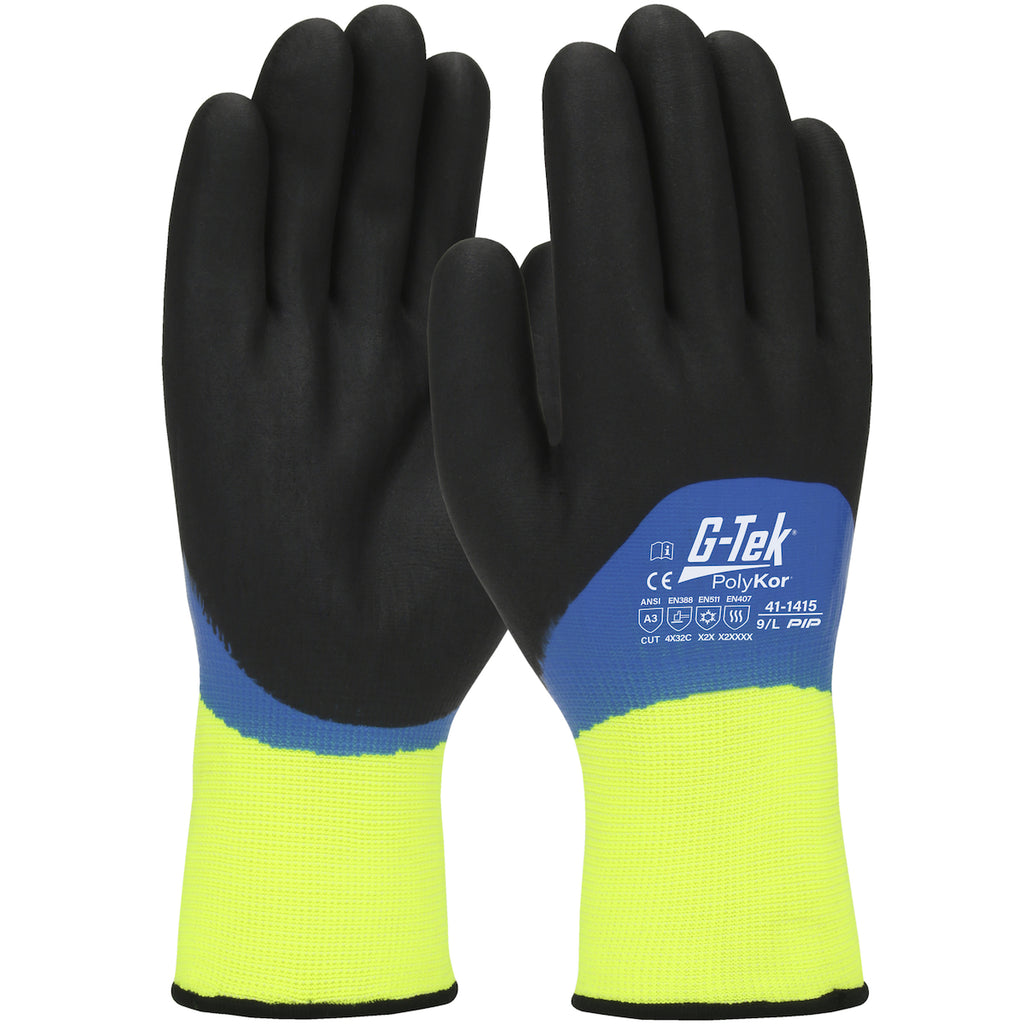 PIP 41-1415 G-Tek Seamless Knit PolyKor Blend Glove with Acrylic Liner and Double-Dipped Nitrile Foam Grip Safety Glove (One Dozen)