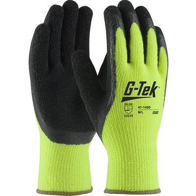 PIP 41-1420 G-Tek Hi-Vis Seamless Knit Acrylic with Latex Coated Crinkle Grip Safety Glove (One Dozen)