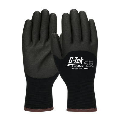 G-Tek 41-7322 Seamless Knit PolyKor® Blend Glove with Acrylic Lining and PVC Foam Grip on Palm, Fing