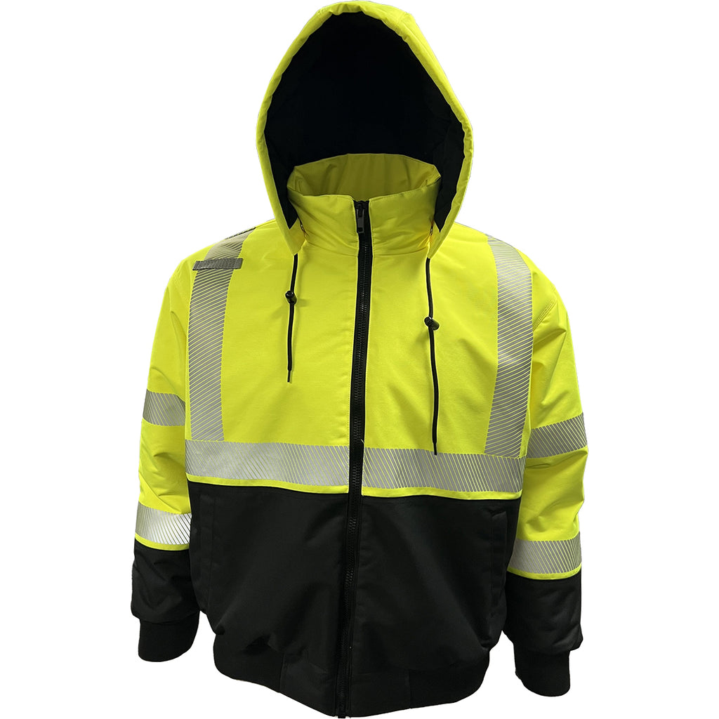 Reflective Apparel 430PS ANSI Type R Class 3 Water-Resistant Bomber Jacket with Breakaway Snap Off H