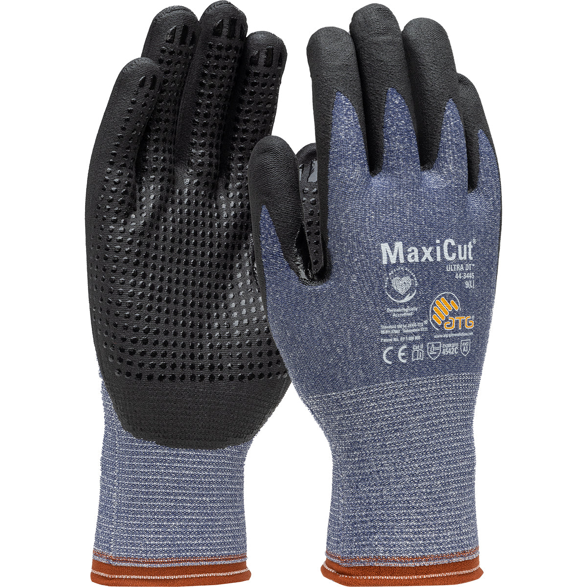 ATG 44-3445 Seamless Knit A3 Engineered Yarn Glove with Premium Nitrile Coated MicroFoam Grip on Pal