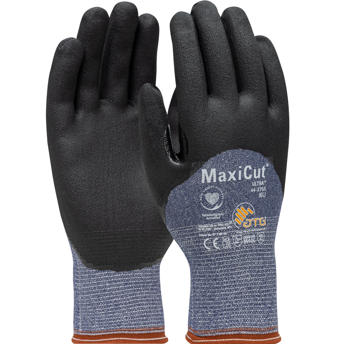 ATG 44-3755 Seamless Knit A3 Engineered Yarn Glove with Premium Nitrile Coated MicroFoam Grip on Pal