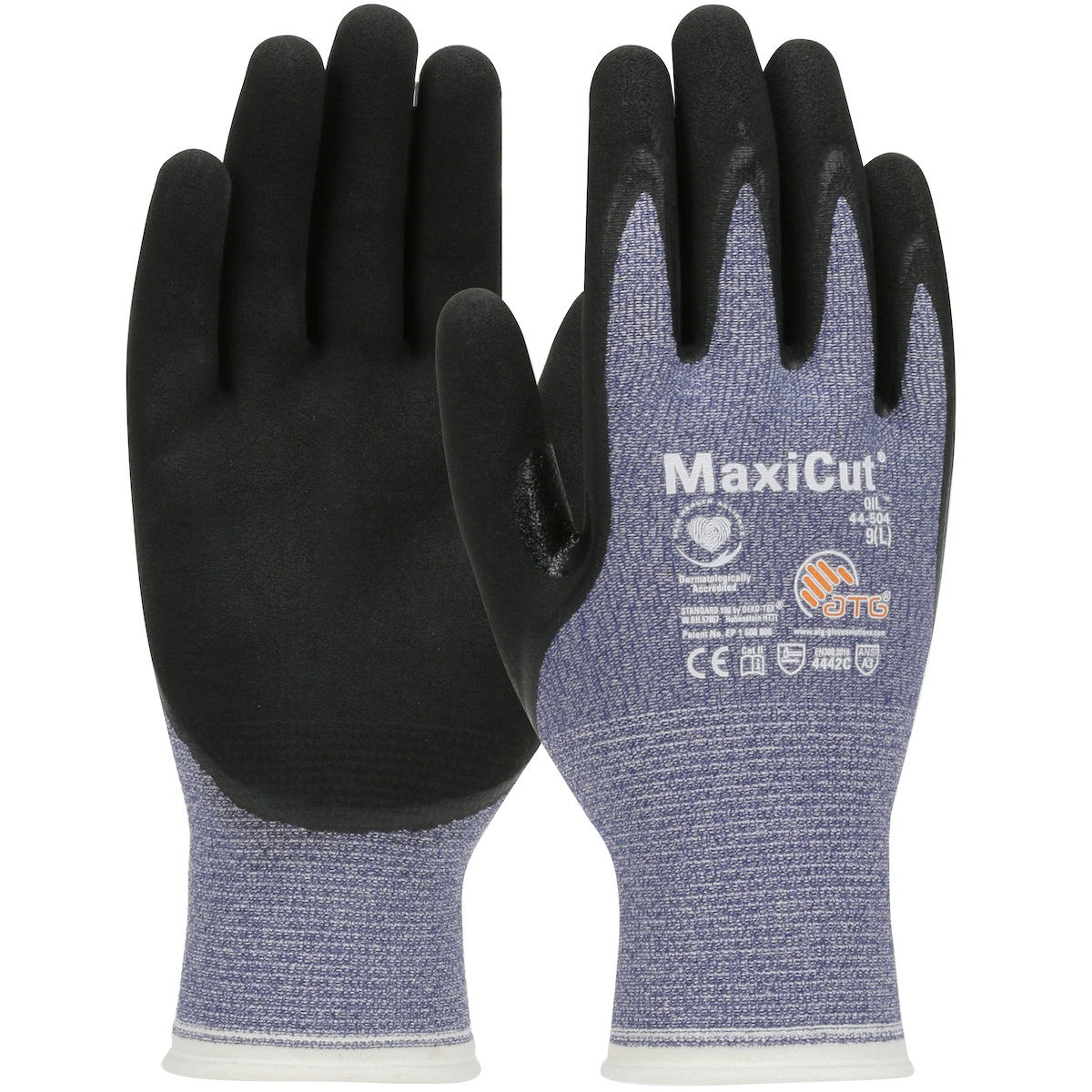 ATG 44-504 Seamless Knit A3 Engineered Yarn Glove with Nitrile Coated MicroFoam Grip on Palm & Finge