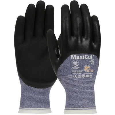 ATG 44-505 Seamless Knit A3 Engineered Yarn Glove with Nitrile Coated MicroFoam Grip on Palm, Finger