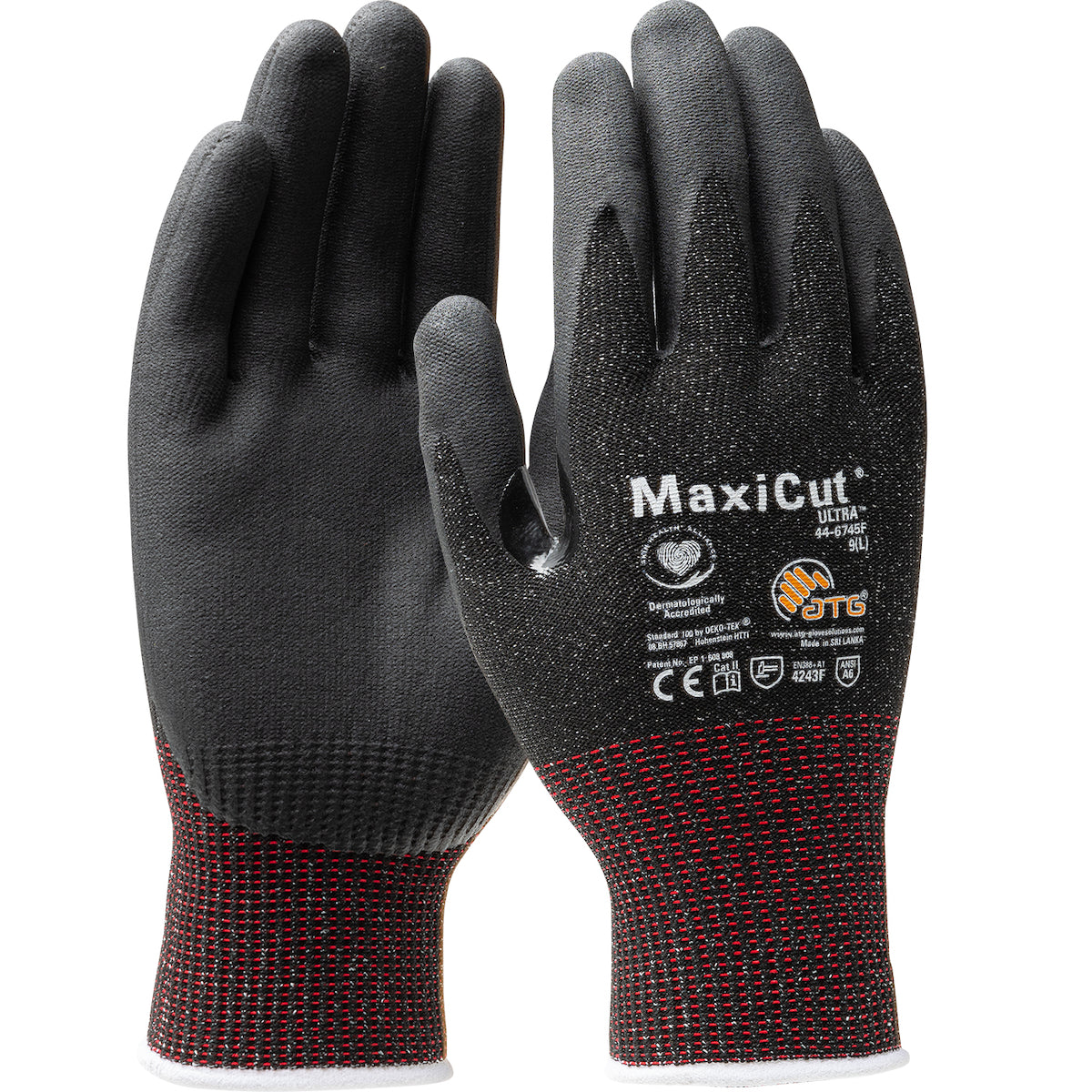 ATG 44-6745F Seamless Knit A6 Engineered Yarn with Premium Nitrile Coated MicroFoam Grip on Palm & F
