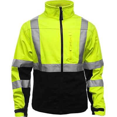 Reflective Apparel 451ST ANSI Type R Class 3 Black Bottom Soft Shell Jacket with Brushed Fleece Lini