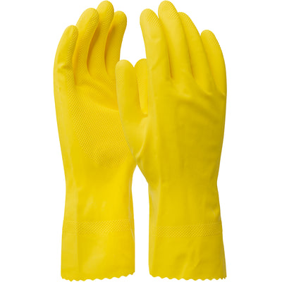 Assurance 48-L160Y 16 Mil Unsupported Latex, Flock Lined with Raised Diamond Grip Safety Glove (One Dozen)