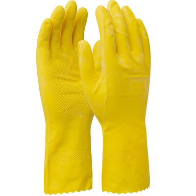 Assurance 48-L162Y Unsupported Latex, Flock Lined with Raised Diamond Grip - 16 Mil (One Dozen)