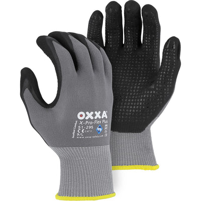 Majestic 51-295 OXXA Superior Micro Foam Nitrile Palm Glove with Dotted Grip on Nylon Shell Black (One Dozen)
