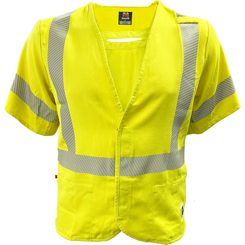 Reflective Apparel 510FRGS ANSI Type R Class 3 Dual-Certified AR/FR Solid Vest with "D" Ring Access 