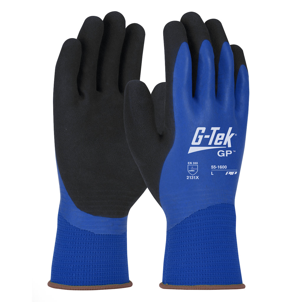 PIP 55-1600 G-Tek Seamless Knit Polyester Glove with Double Dipped Latex Coated MicroSurface Grip on Full Hand (One Dozen)