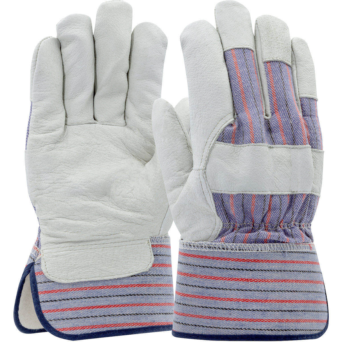 PIP 5555 Pigskin Leather Palm Glove with Fabric Back and Natural Thermal Lining - Rubberized Safety 
