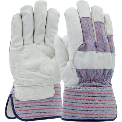 PIP 5555 Pigskin Leather Palm Glove with Fabric Back and Natural Thermal Lining - Rubberized Safety 