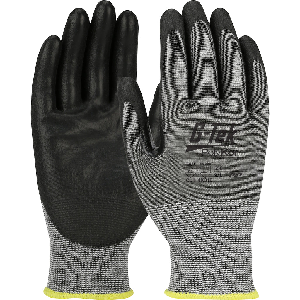 PIP 556 G-Tek PolyKor Seamless Knit PolyKor Blended with Polyurethane Coated Smooth Grip Touchscreen Compatible Safety Glove(One Dozen)