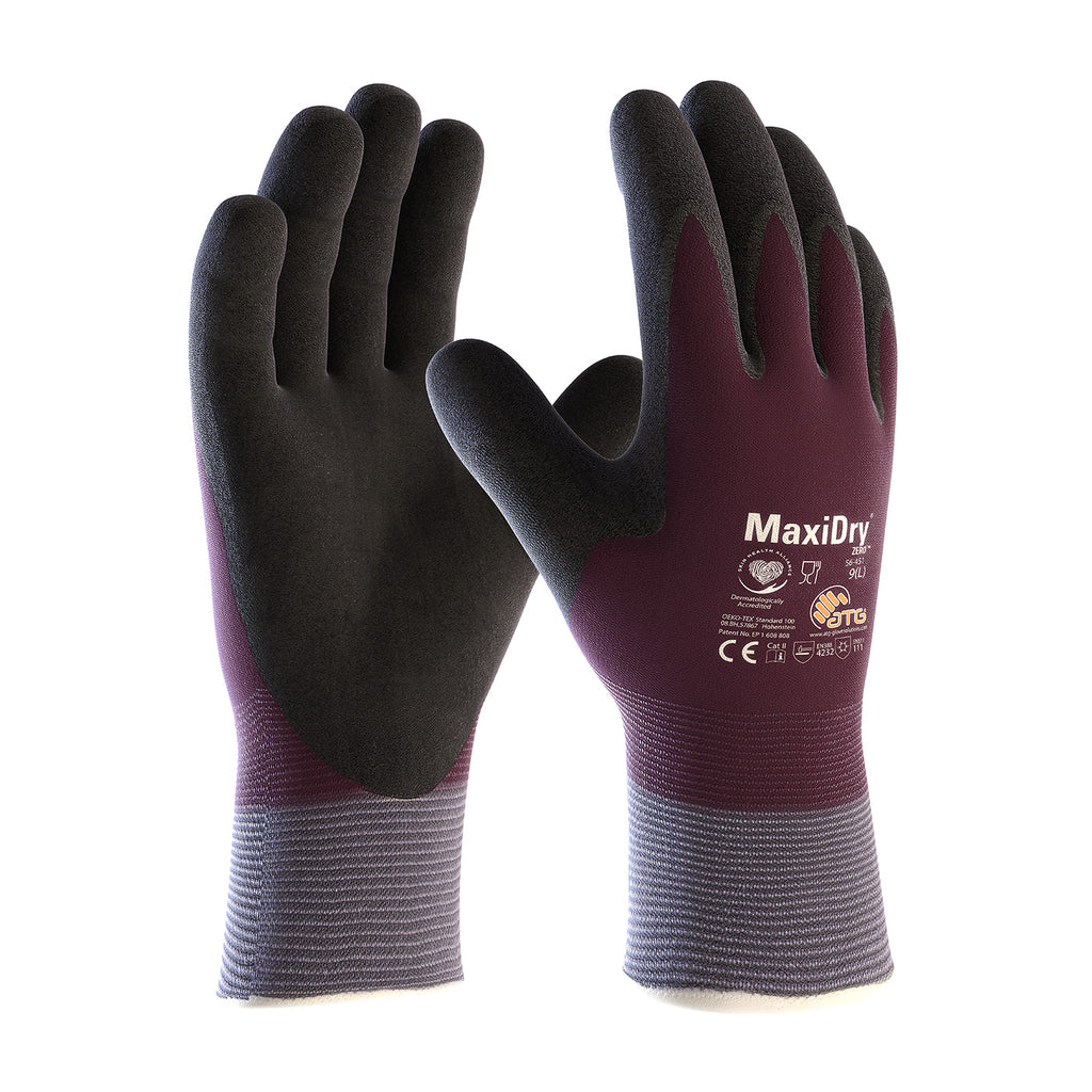 PIP 56-451 MaxiDry Zero Knit Nylon/Lycra Thermal Lining Double-Dipped Nitrile Coated Safety Glove(One Dozen)