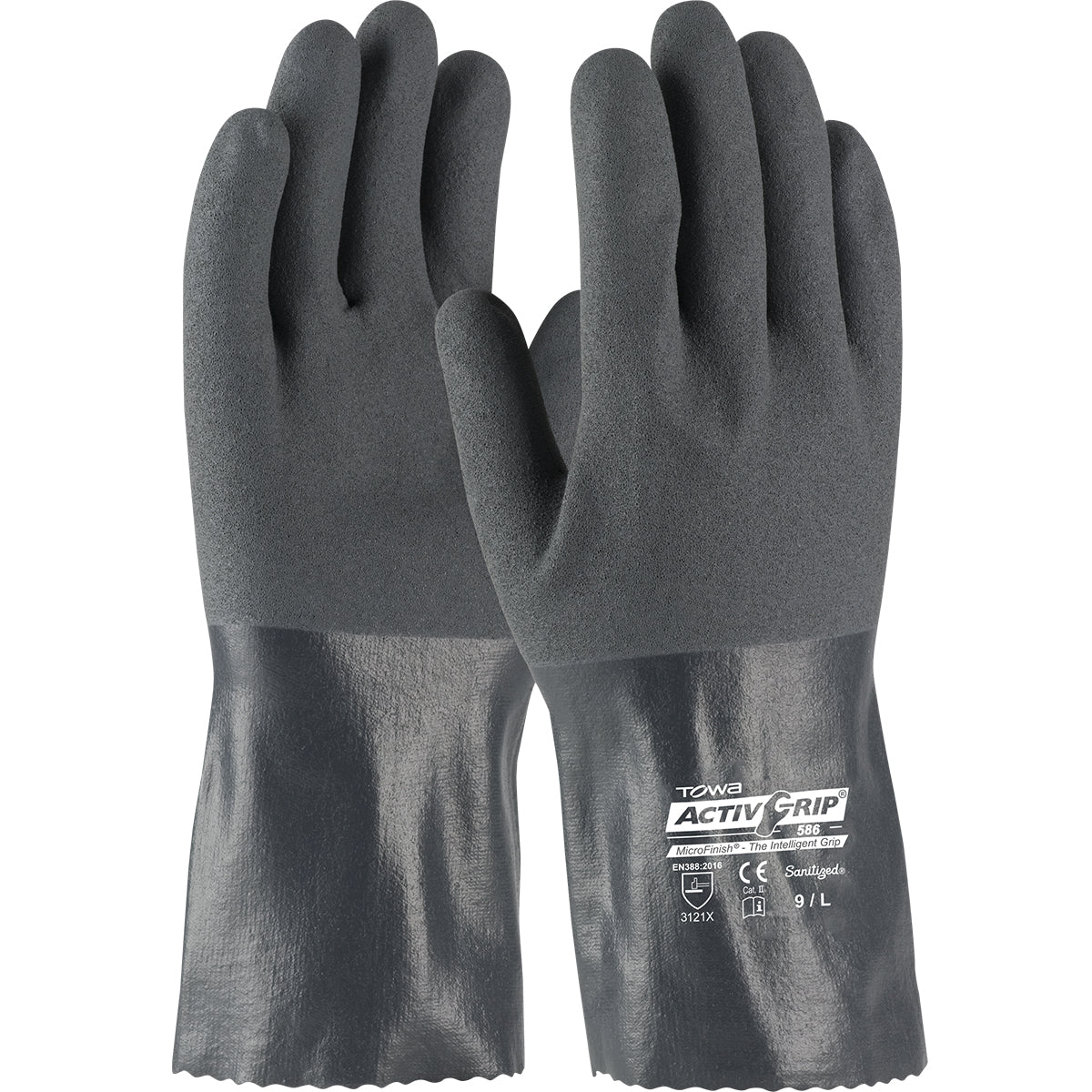 PIP 56-AG585 12" ActivGrip Nitrile Coated Cotton Liner MicroFinish Grip Safety Glove (One Dozen)
