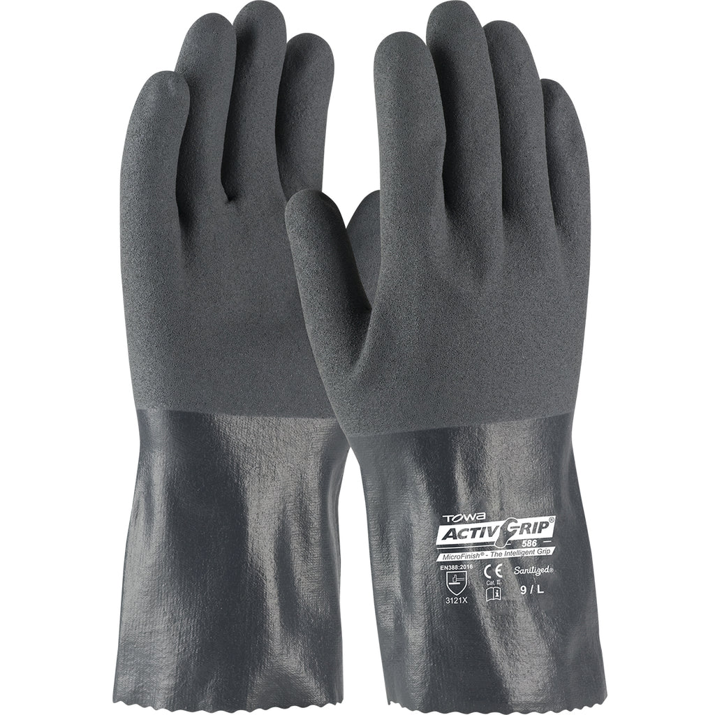 PIP 56-AG585 12" ActivGrip Nitrile Coated Cotton Liner MicroFinish Grip Safety Glove (One Dozen)