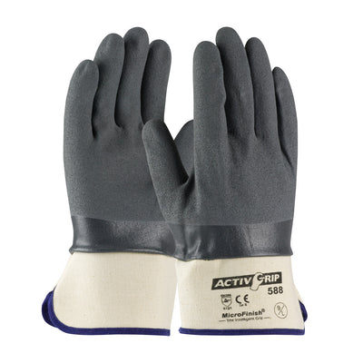 ActivGrip 56-AG588 Nitrile Coated with Cotton Liner and MicroFinish Grip Cuff Safety Glove (One Dozen)
