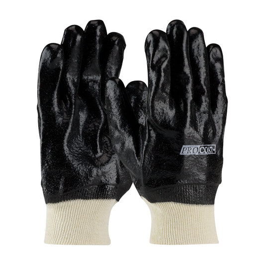 ProCoat 58-8015R Interlock Liner and Semi-Rough Finish Knit Wrist Premium PVC Dipped Safety Glove (One Dozen)