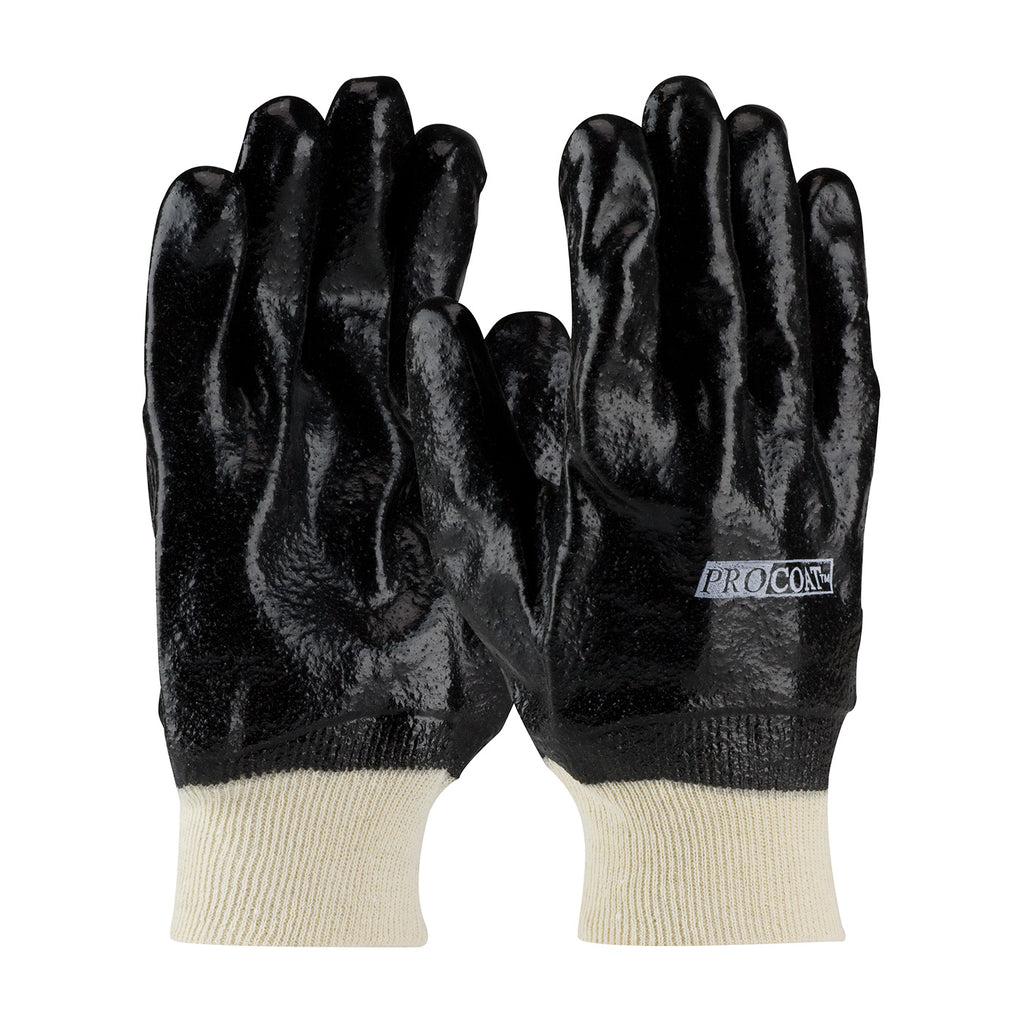 ProCoat 58-8015R Interlock Liner and Semi-Rough Finish Knit Wrist Premium PVC Dipped Safety Glove (One Dozen)