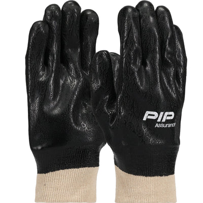 PIP 58-8115DD Premium PVC Dipped Glove with Interlock Liner and Rough Sandy Finish - Knit Wrist (One