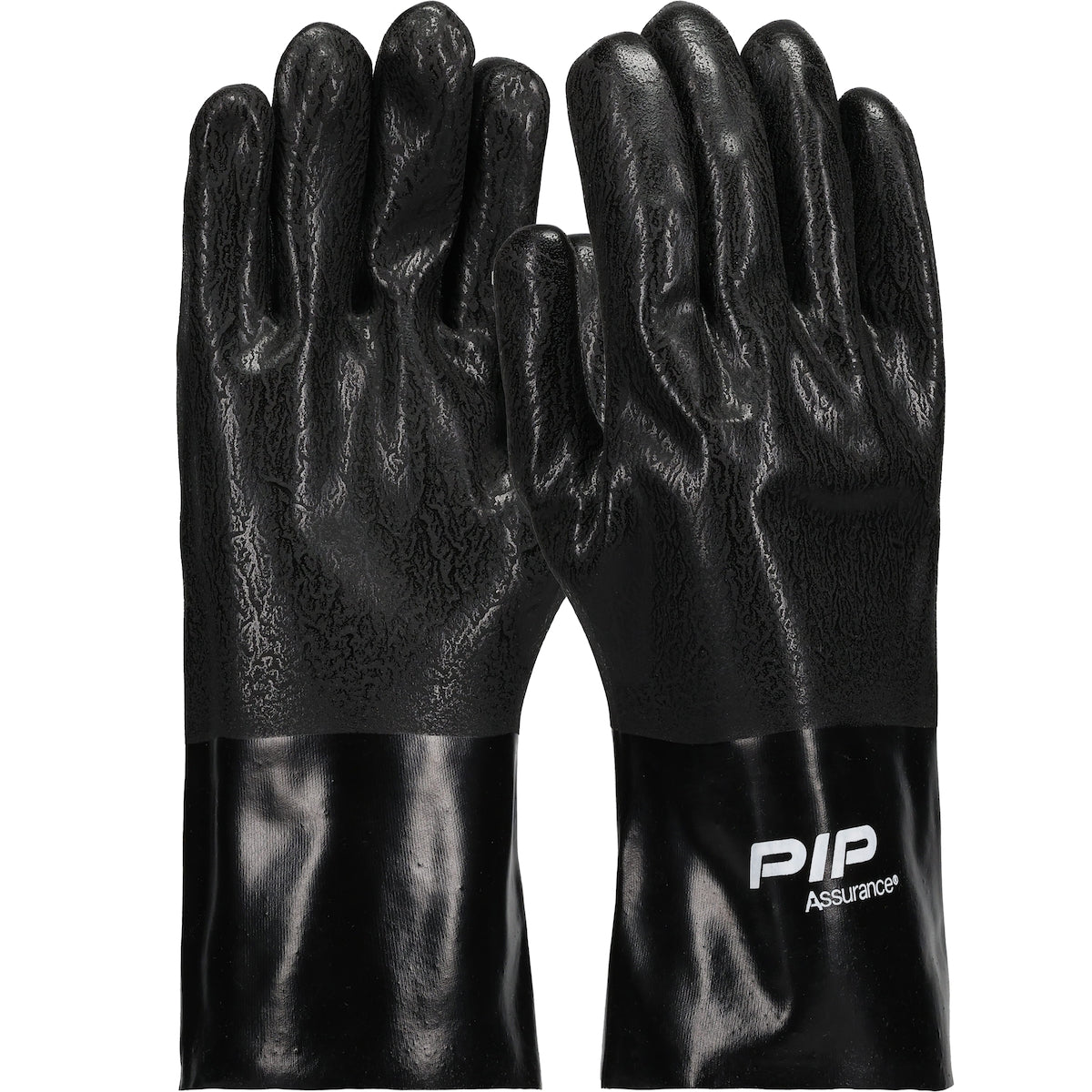 PIP 58-8130DD Premium PVC Dipped Glove with Interlock Liner and Rough Sandy Finish - 12" Length (One