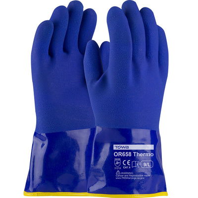 Towa 58-8658DL Cold Resistant PVC Glove with Detachable Acrylic Liner and Sandy Coating - Insulated 