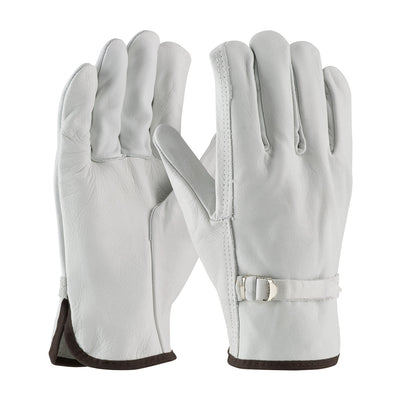 PIP 68-153 Regular Grade Top Grain Cowhide Leather Drivers Glove with Pull Strap Closure - Straight 