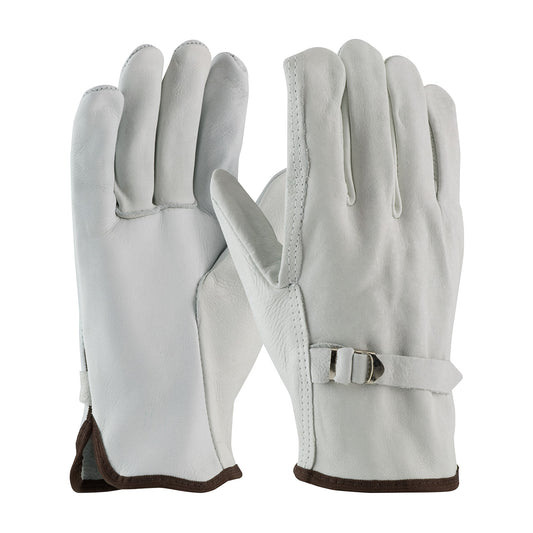 PIP 68-158 Superior Grade Top Grain Cowhide Leather Drivers Glove with Pull Strap Closure - Straight
