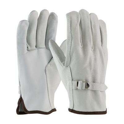 PIP 68-158 Superior Grade Top Grain Cowhide Leather Drivers Glove with Pull Strap Closure - Straight