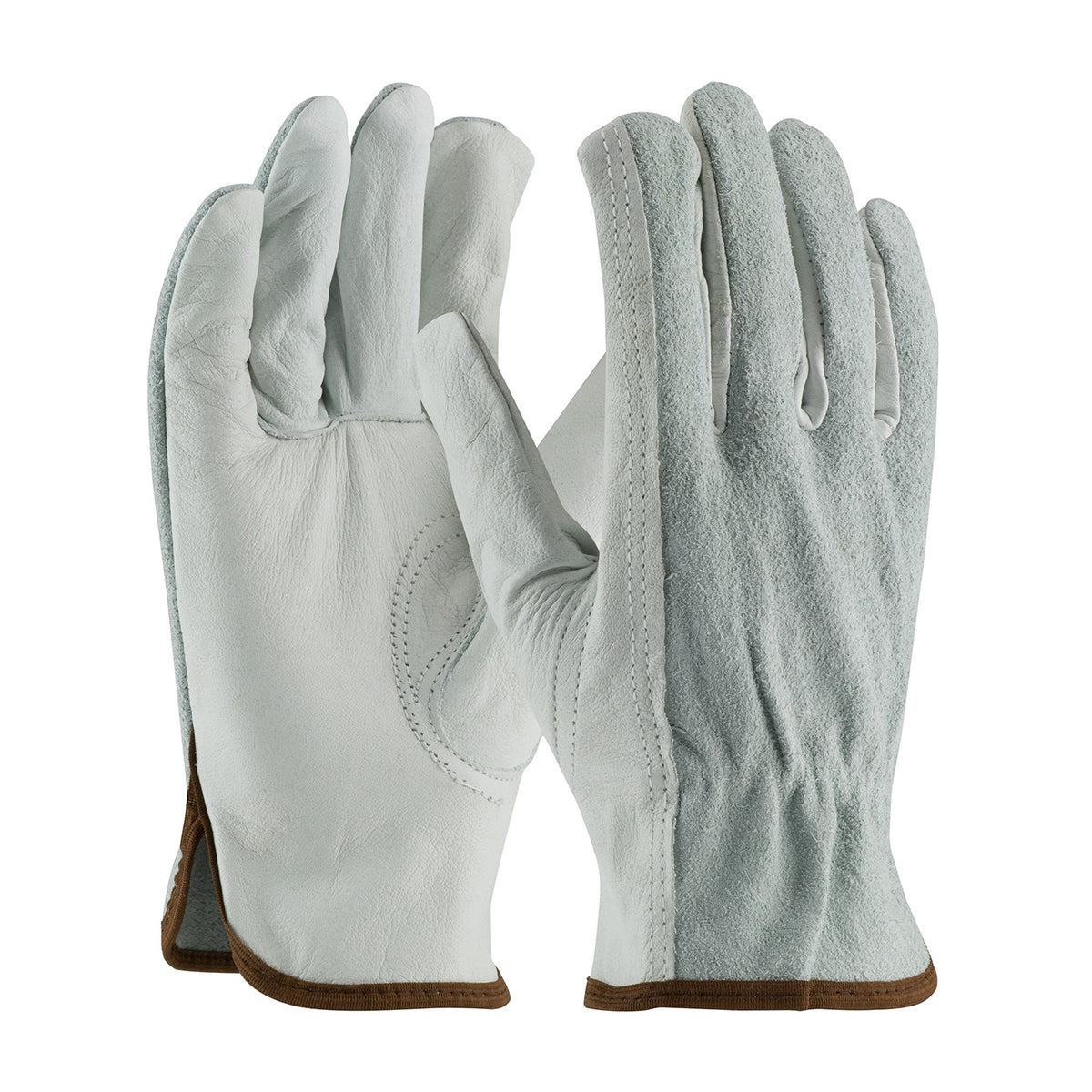 PIP 68-161SB Regular Grade Top Grain Leather Drivers Glove with Split Cowhide Back - Keystone Thumb 
