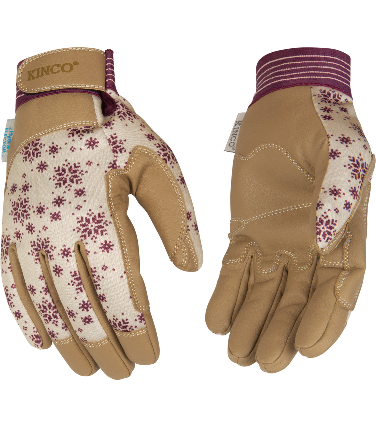 Kinco 2002HKPW Women's KincoPro™ HydroFlector™ Lined Cream Synthetic Leather Palm with Pull-Strap (3 Pair) - alternate view 2