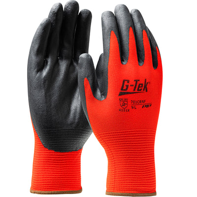West Chester 701CRNF Zone Defense Red Nylon Shell with Black Nitrile Foam Palm Coat Gloves (One Dozen)